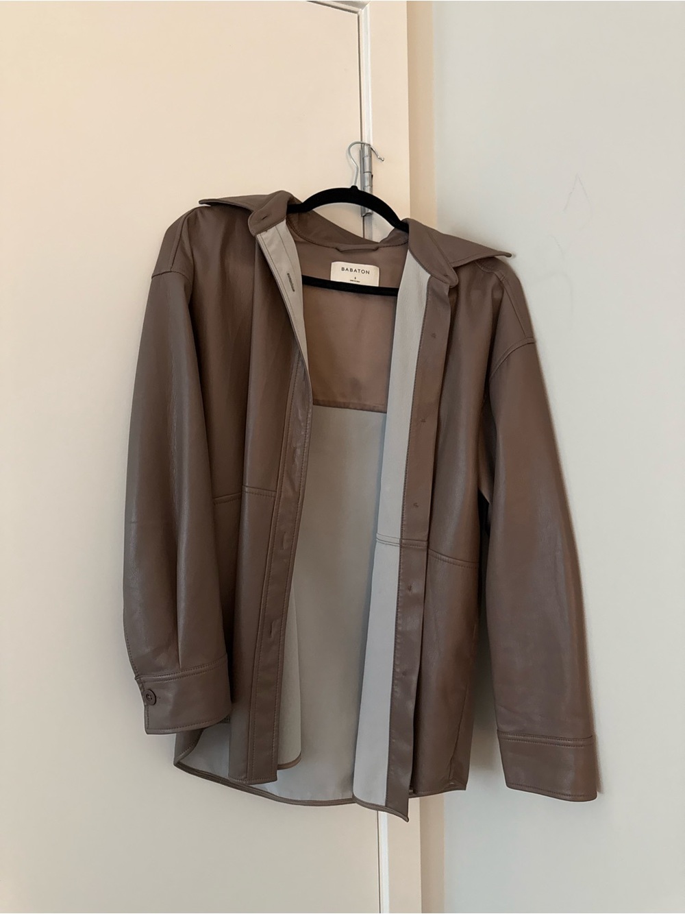 Babaton Taupe Leather Shirt Jacket - Neutral Taupe
